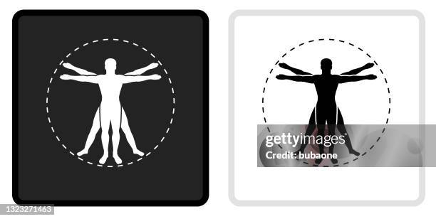 human anatomy icon on black button with white rollover - human genetics stock illustrations