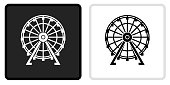 Ferris Wheel Icon on  Black Button with White Rollover