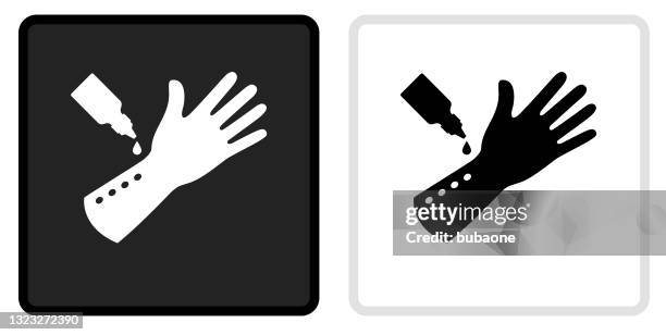 allergy testing icon on black button with white rollover - allergy testing stock illustrations