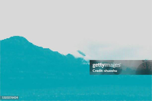 abstract blue half tone nature mountain landscape texture background - misty paddock stock illustrations