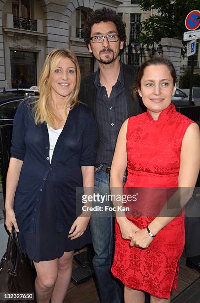 Writers Amanda Sthers, David Foenkinos and TV presenter Colombe Schneck attend the 'Prix Montalembert 2011' Woman Literary Awards at Hotel...