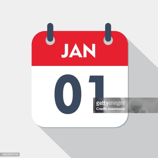 ilustraciones, imágenes clip art, dibujos animados e iconos de stock de icono del calendario diario - 1 de enero - january