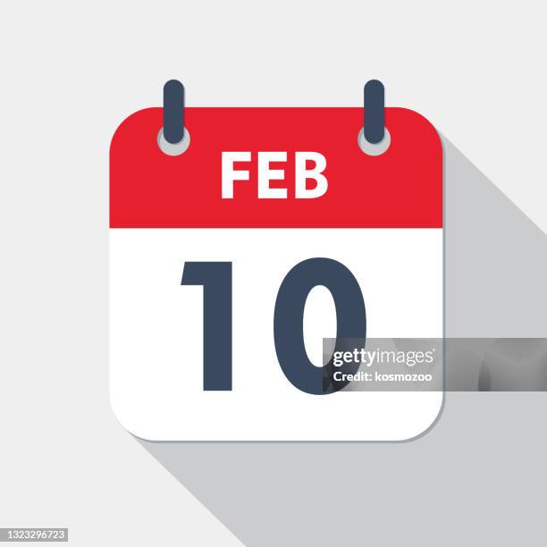 ilustraciones, imágenes clip art, dibujos animados e iconos de stock de icono del calendario diario - 10 de febrero - february