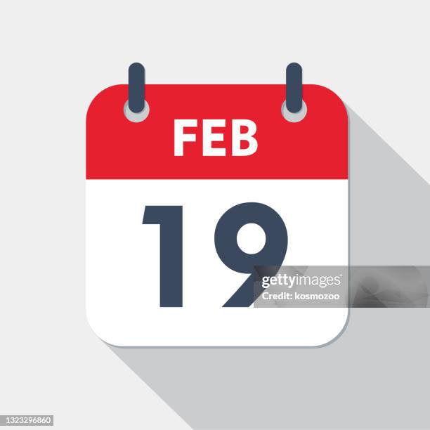 daily calendar icon - 19 february - number 19 stock illustrations
