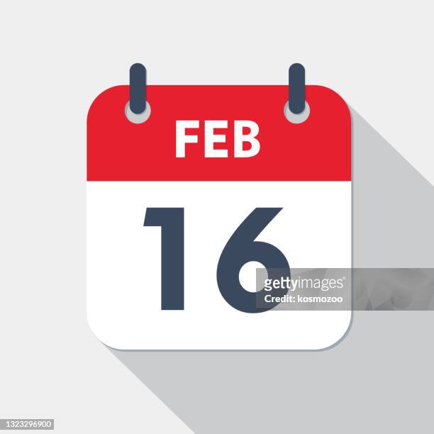 daily calendar icon - 16 february - number 16 stock illustrations