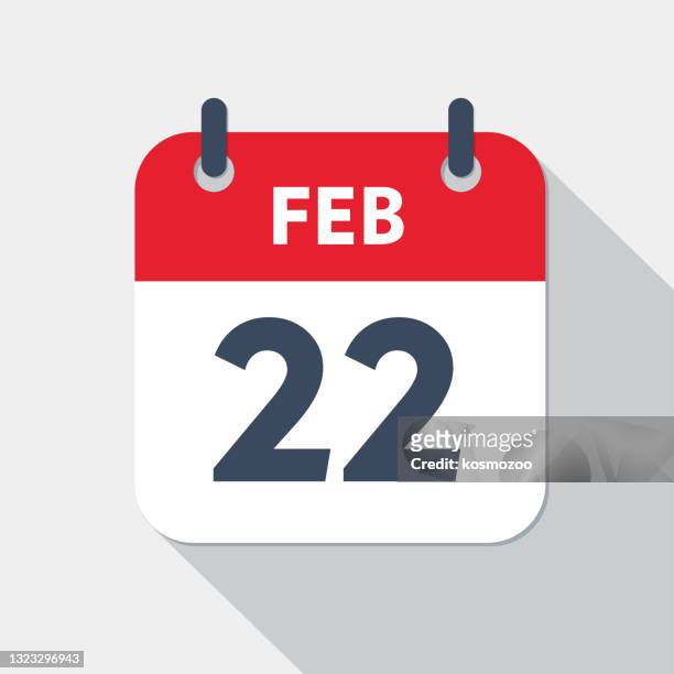 daily calendar icon - 22 february - calendar pages stock illustrations
