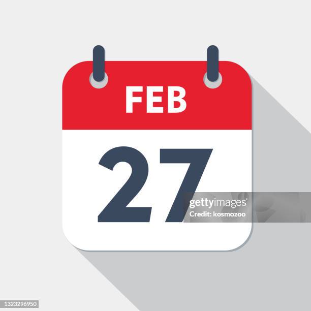daily calendar icon - 27 february - number 27 stock illustrations