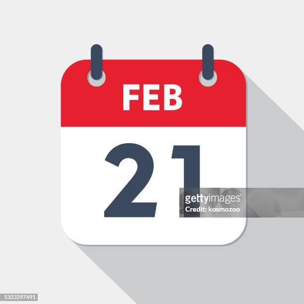 illustrazioni stock, clip art, cartoni animati e icone di tendenza di icona calendario giornaliero - 21 febbraio - february 21st