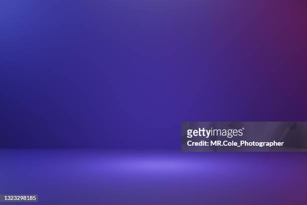 empty space floor and wall background with neon colored tone - viola colore foto e immagini stock