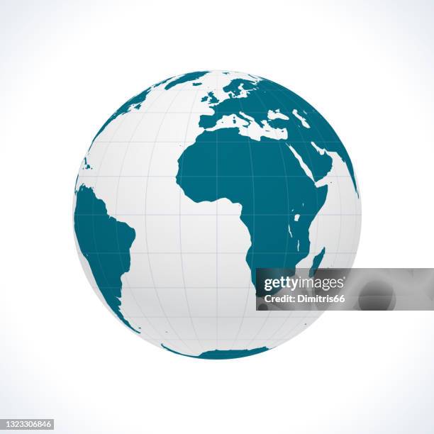 stockillustraties, clipart, cartoons en iconen met de bol van de aarde, vooraanzicht op de eerste meridiaan. - evenaar