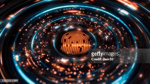 digital fingerprint scanning verification process - forensic science stock pictures, royalty-free photos & images