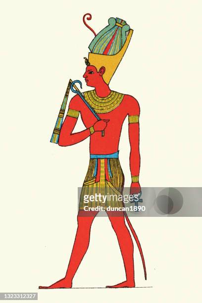 ancient egyptian divine figure of a man, ptolemy ii philadelphus, pharaoh of ptolemaic egypt - men in loincloths stock illustrations