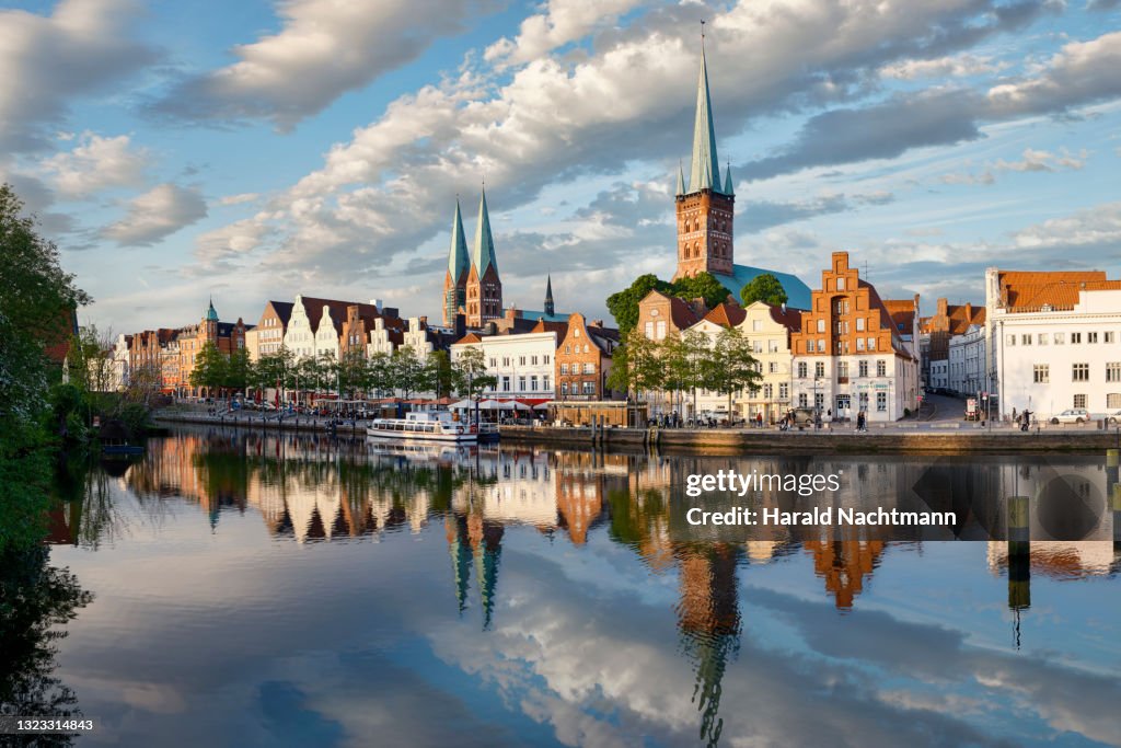 Old town and river Trave, Lübeck, Schleswig-Holstein, Germany