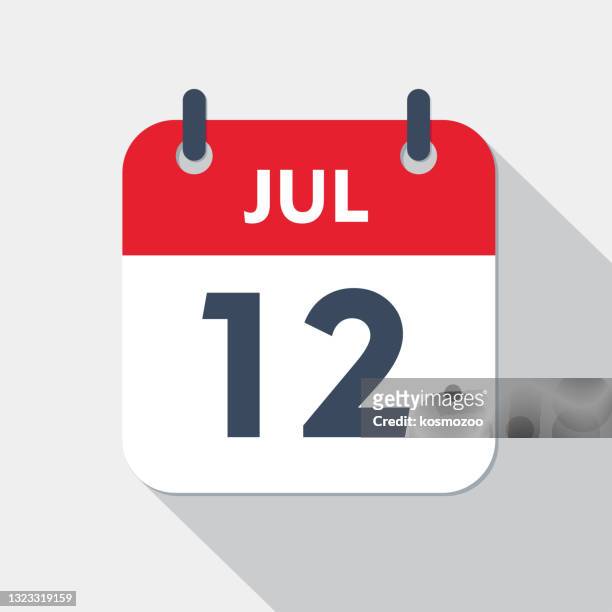 tageskalender icon - 12 juli - 12 o'clock stock-grafiken, -clipart, -cartoons und -symbole