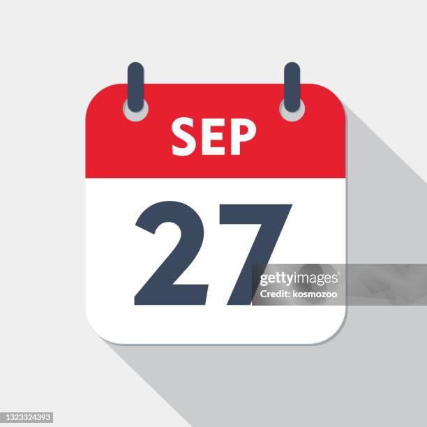 daily calendar icon - 27 september - september stock illustrations