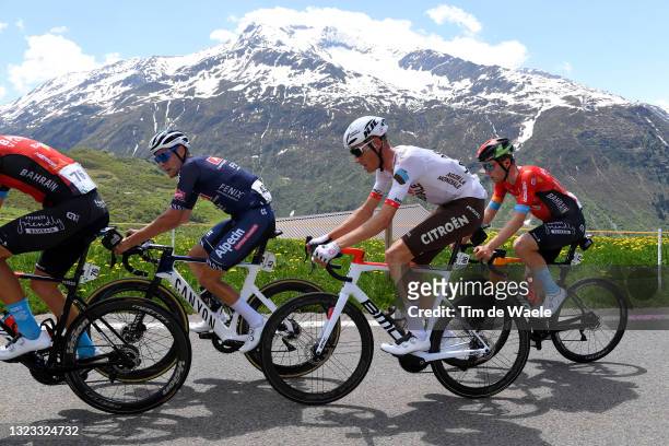 Xandro Meurisse of Belgium and Team Alpecin-Fenix, Michael Schär of Switzerland and AG2R Citröen Team & Fred Wright of United Kingdom and Team...