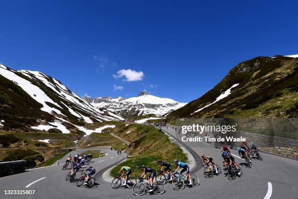 Richard Carapaz of Ecuador and Team INEOS Grenadiers Yellow Leader Jersey, Mark Donovan of United Kingdom and Team DSM, Jakob Fuglsang of Denmark and...