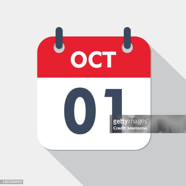 daily calendar icon - 1 october - october stock illustrations