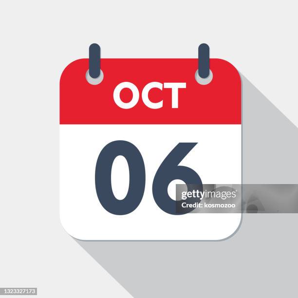 ilustrações de stock, clip art, desenhos animados e ícones de daily calendar icon - 6 october - outubro