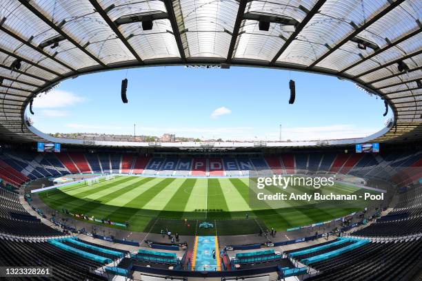 General view inside the stadium prior to the Czech Republic Training Session ahead of the UEFA Euro 2020 Group D match between Scotland and Czech...