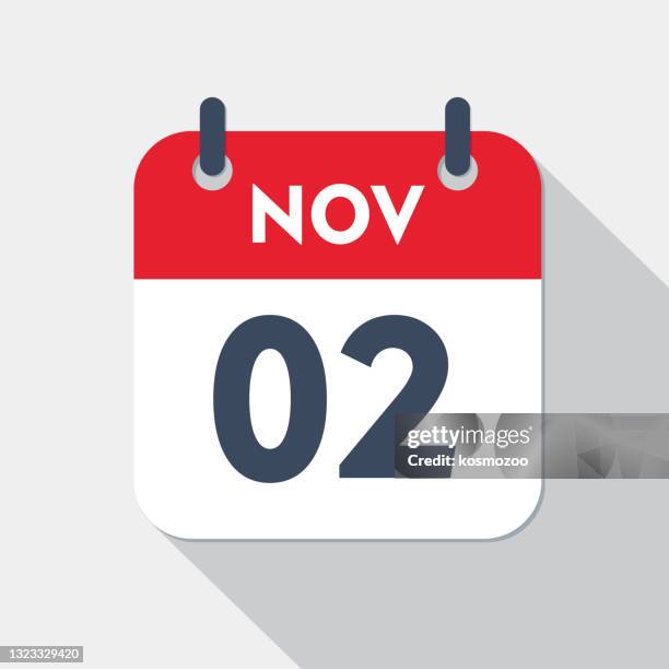 daily calendar icon - 2 november - second season stock illustrations