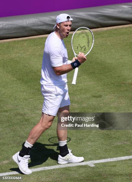 Illya Marchenko of Ukraine celebrates during his Men's Singles Qualifying match against James Ward of Great Britain at the cinch Championships 2021...