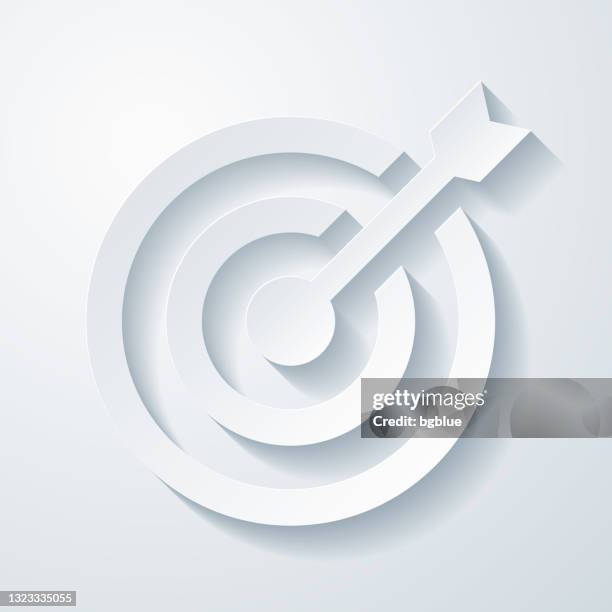 target. icon with paper cut effect on blank background - bull's eye stock illustrations