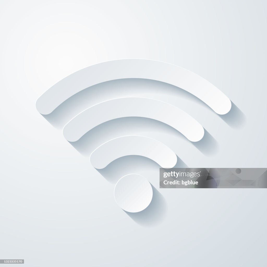 WLAN. Icon mit Papierschnitteffekt auf leerem Hintergrund