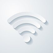 Wifi. Icon with paper cut effect on blank background