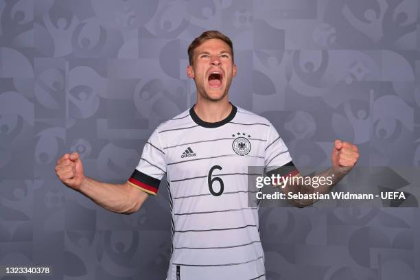 Joshua Kimmich of Germany poses during the official UEFA Euro 2020 media access day on June 12, 2021 in Herzogenaurach, Germany.