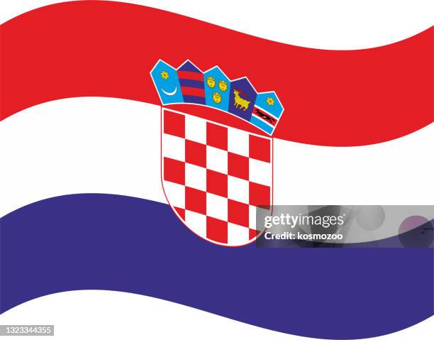 kroatien winken flagge - kroatien stock-grafiken, -clipart, -cartoons und -symbole