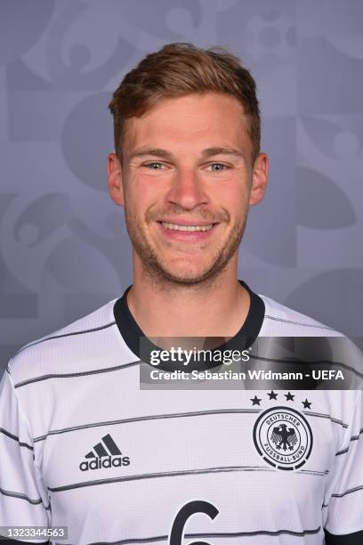 Joshua Kimmich of Germany poses during the official UEFA Euro 2020 media access day on June 12, 2021 in Herzogenaurach, Germany.