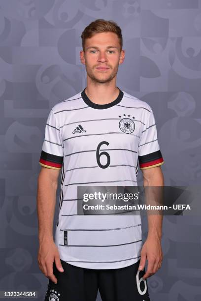 Joshua Kimmich of Germany poses during the official UEFA Euro 2020 media access day on June 12, 2021 in Herzogenaurach, Germany.