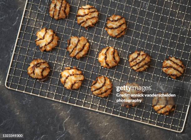 coconut macaroons - coconut biscuits stockfoto's en -beelden