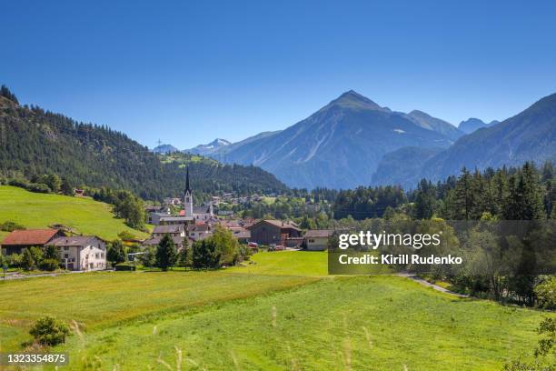a small village in the swiss alps - graubunden canton stock pictures, royalty-free photos & images