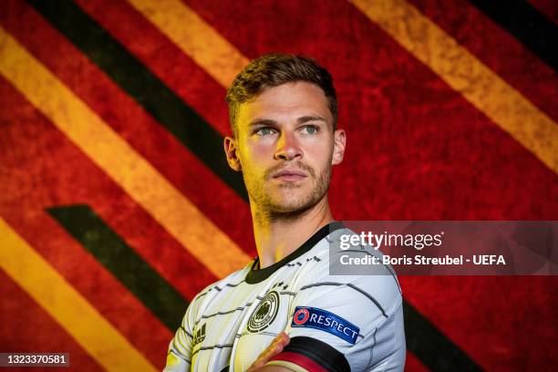 Joshua Kimmich of Germany poses during the official UEFA Euro 2020 media access day on June 12, 2021 in Herzogenaurach, Germany.