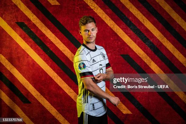 Joshua Kimmich of Germany poses during the official UEFA Euro 2020 media access day on June 12, 2021 in Herzogenaurach, Germany.