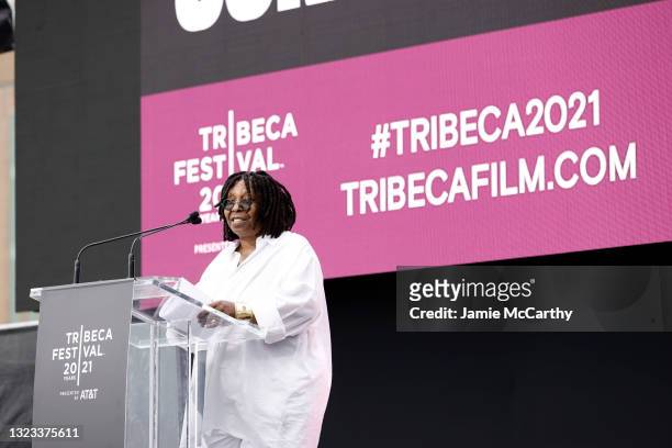 Whoopi Goldberg speaks onstage at Whoopi's Animated Shorts during the 2021 Tribeca Festival at Pier 76 on June 13, 2021 in New York City.