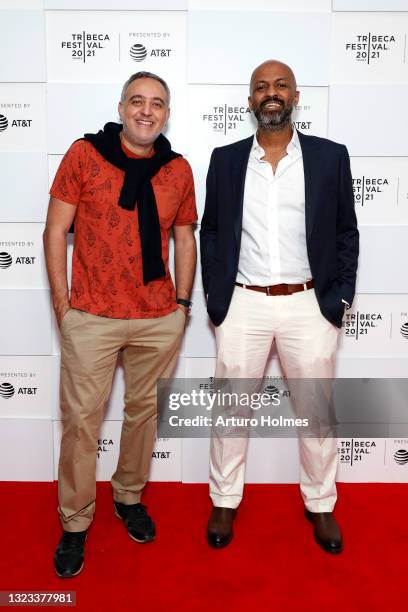 Mohamed Hefzy and Sameh Awad attend 2021 Tribeca Festival Premiere of "Souad" at Brookfield Place on June 13, 2021 in New York City.