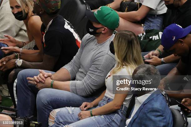 Player J.J. Watt and his wife NWSL player Kealia Ohai Watt attend Game Four of the Eastern Conference second round playoff series between the...