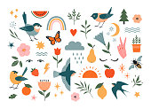 Summer nature vector graphic elements