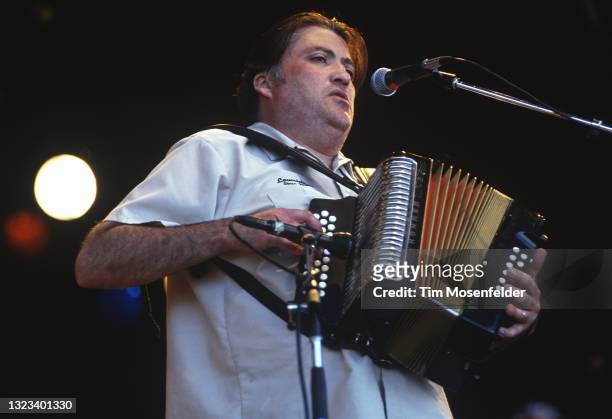 David Hidalgo of Los Lobos performs during the Guinness Fleadh at San Jose State University on June 28, 1998 in San Jose, California.