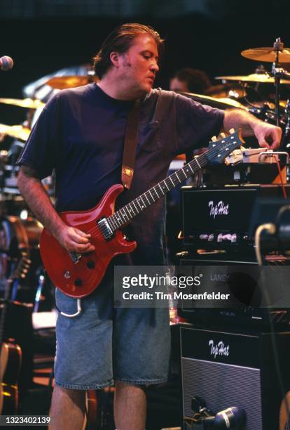 David Hidalgo of Los Lobos performs at Shoreline Amphitheatre on August 22, 1998 in Mountain View, California.