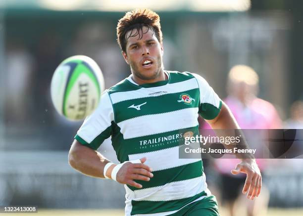 Dean Hammond of Ealing Trailfinders chases the ball during the Greene King IPA Championship Play Off Final 1st Leg match between Ealing Trailfinders...