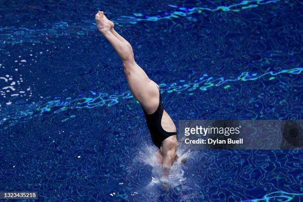Delaney Schnell competes in the women's 10-meter platform final during day 8 of the 2021 U.S. Olympic Diving Trials at Indiana University Natatorium...