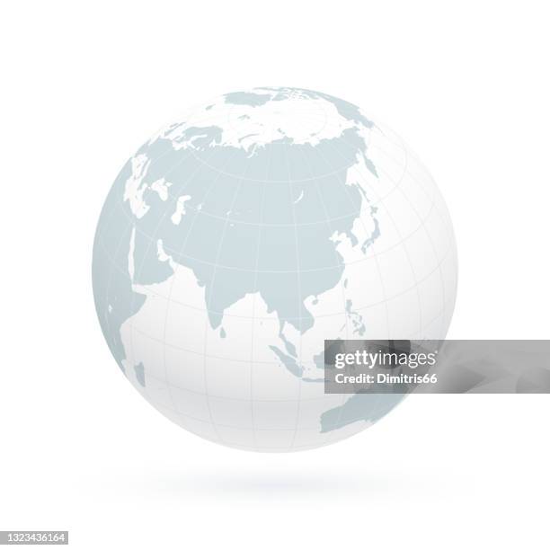 ilustraciones, imágenes clip art, dibujos animados e iconos de stock de globo terráqueo centrado en asia. - planet earth