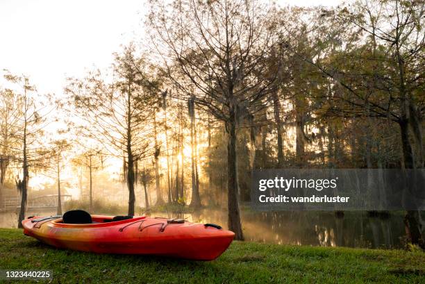 kajak am lake martin - lafayette louisiana stock-fotos und bilder