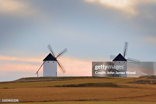 two windmills in castilla-la mancha - don quixote stock-fotos und bilder