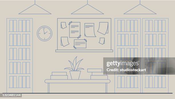 home-office-konzept - pinnwand stock-grafiken, -clipart, -cartoons und -symbole