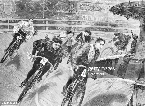 illustrations, cliparts, dessins animés et icônes de vélodrome de l’aquarium de londres, compétition cycliste féminine - compétition de cyclisme